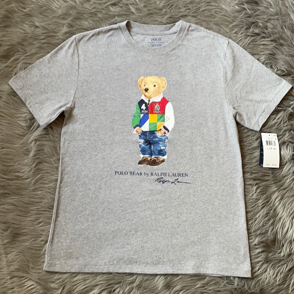 Polo Bear Grey Heather Boys Tee. Sz L (14-16). Brand new with tags.